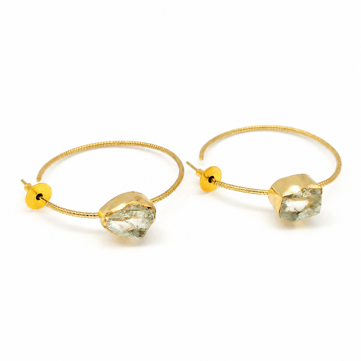 Pair of yellow solar quartz hook earrings with a gold-plated finish.