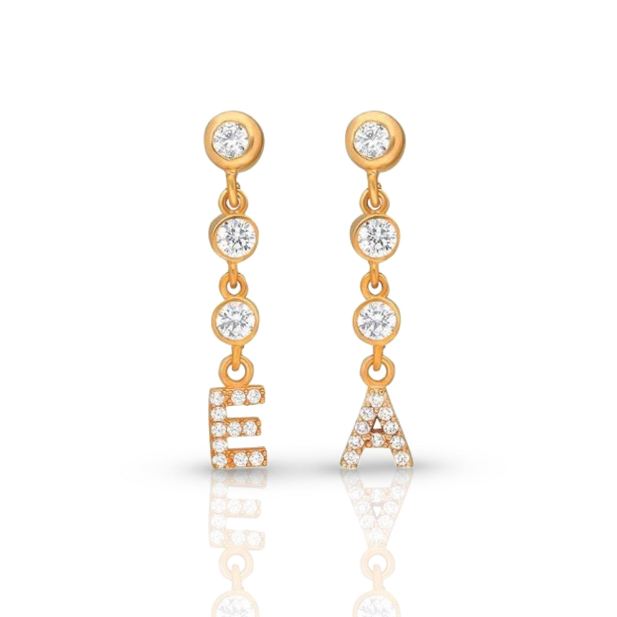 Close view of the CZ-accented chain and initial charm detail.